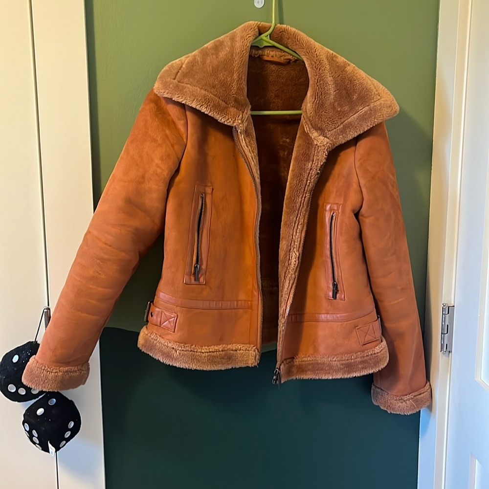 Fleece-lined Suede pilots jacket